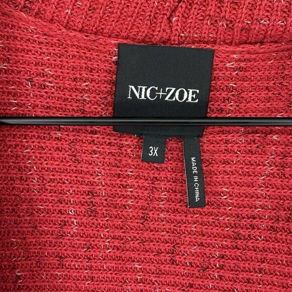 Nic Zoe Red Open Waterfall Cardigan Size 3X - Picture 2 of 4
